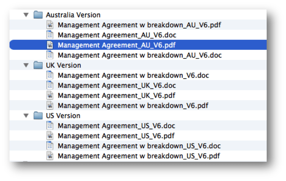 Australian, UK, and US contracts