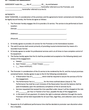 DJ Promoter Contract